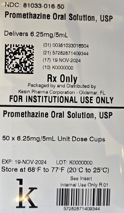 Promethazine 5mL Carton Label -.jpg NDC 81033-016-50 - Promethazine 5mL Carton Label